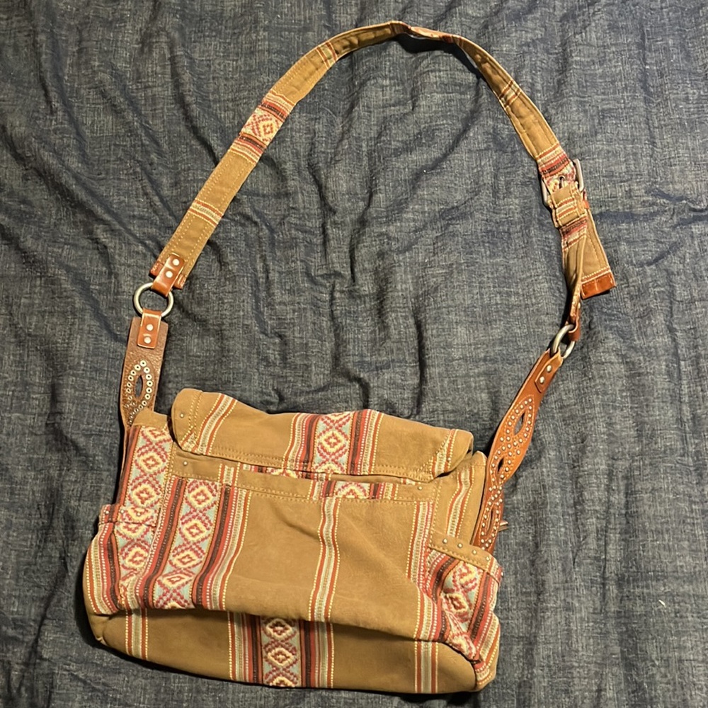Vintage Fossil Crossbody Bag Canvas with Leather & Stud Accents - Picture 4 of 8